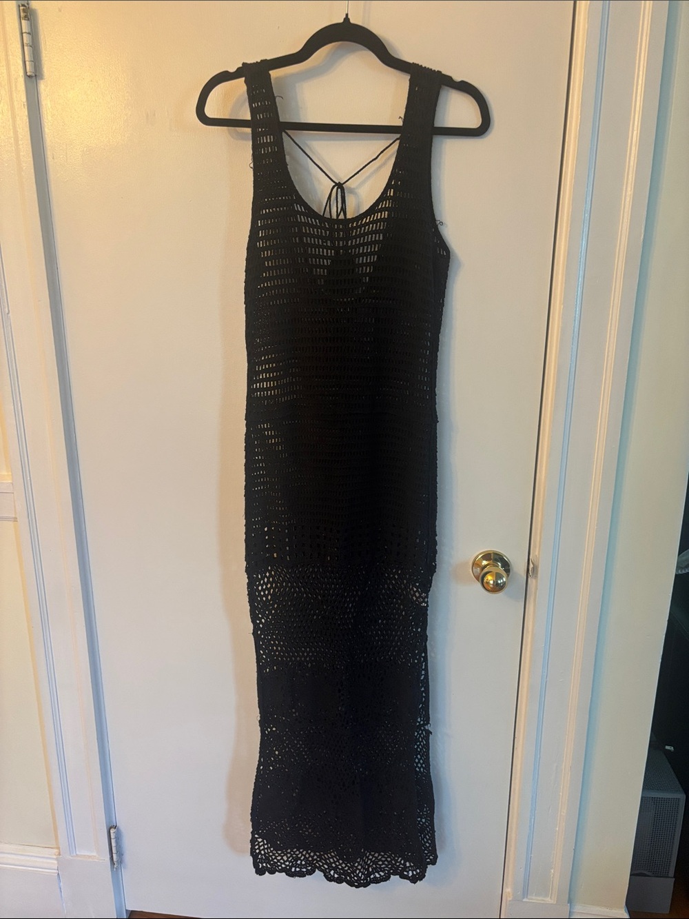 Vici Black Crochet Maxi Cover-Up Dress